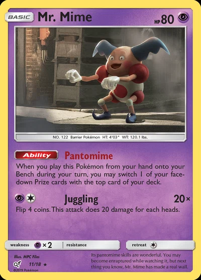 Mr. Mime – Detective Pikachu nr 011/018 (Standard)