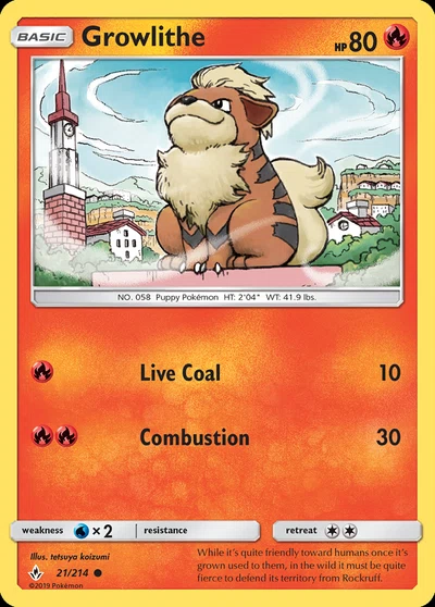 Growlithe – Unbroken Bonds nr 021/214 (Standard)