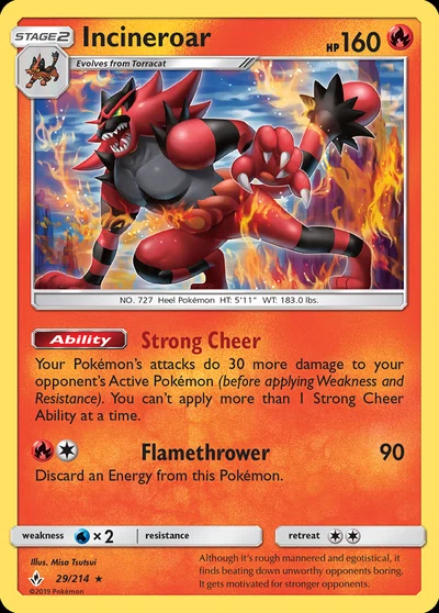 Incineroar – Unbroken Bonds nr 029/214 (Standard)