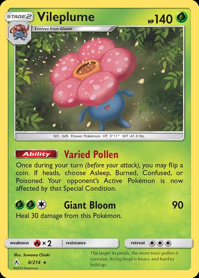 Vileplume – Unbroken Bonds nr 008/214 (Standard)