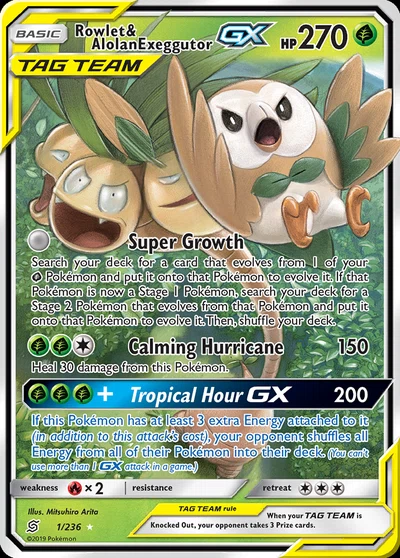 Rowlet & Alolan Exeggutor-GX – Unified Minds nr 001/236 (Standard)