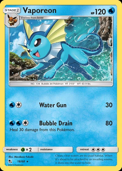 Vaporeon – Hidden Fates nr 018/068 (Standard)