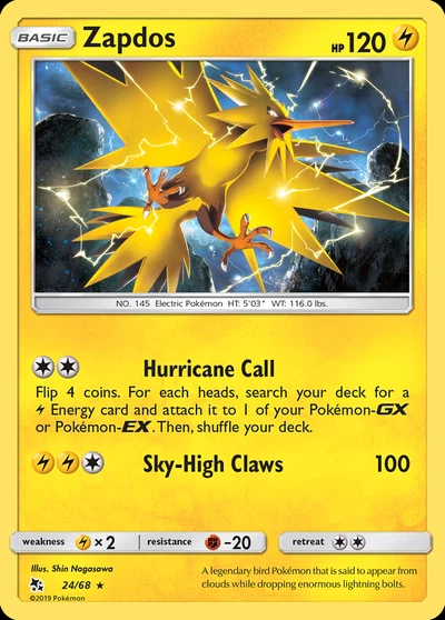 Zapdos – Hidden Fates nr 024/068 (Standard)