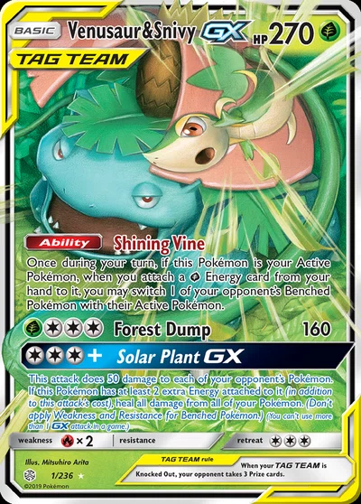 Venusaur & Snivy-GX – Cosmic Eclipse nr 001/236 (Standard)