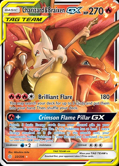 Charizard & Braixen-GX – Cosmic Eclipse nr 022/236 (Standard)