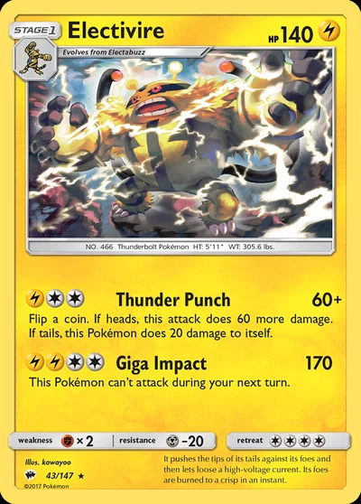 Electivire – Burning Shadows nr 043/147 (Standard)