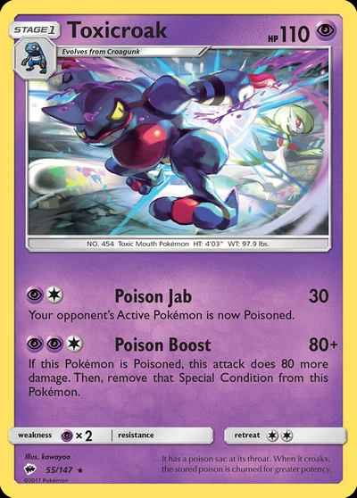 Toxicroak – Burning Shadows nr 055/147 (Standard)