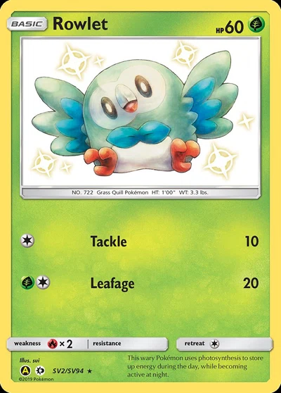 Rowlet – Hidden Fates Shiny Vault nr SV2/SV94 (Standard)