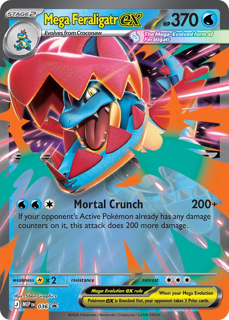 Mega Feraligatr ex – Mega Evolution Promo nr 036 (Holo)