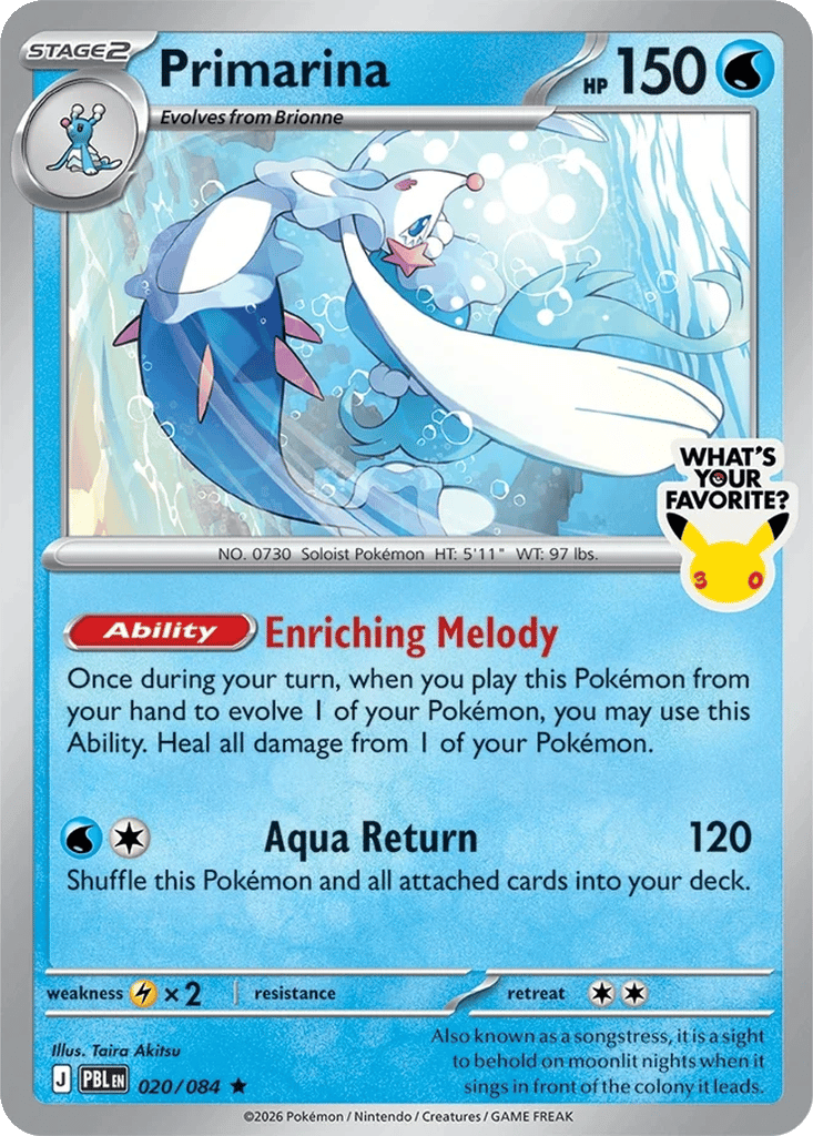 Primarina 20/84 30th Celebration (What's Your Favorite?)