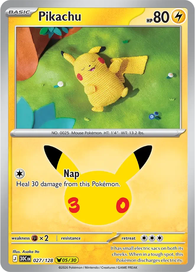 Pikachu 027/128 ME: 30th Celebration (Holo)