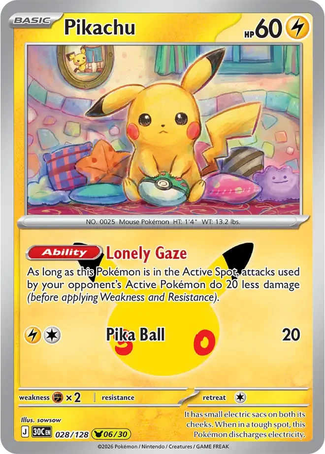 Pikachu 028/128 30th Celebration (Holo)