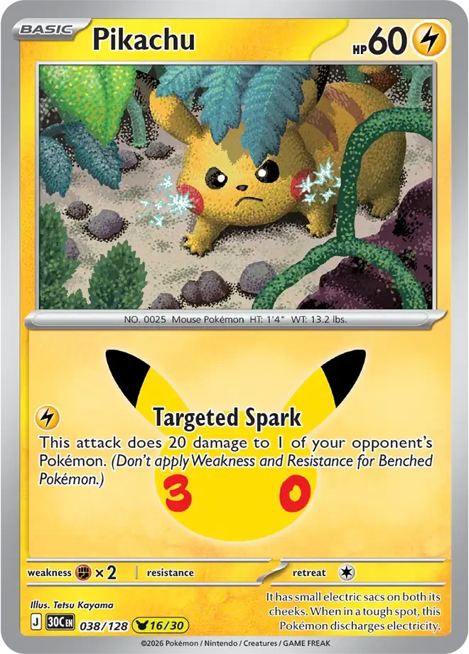 Pikachu 038/128 ME: 30th Celebration (Holo)