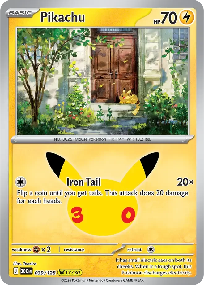 Pikachu 039/128 ME: 30th Celebration (Holo)