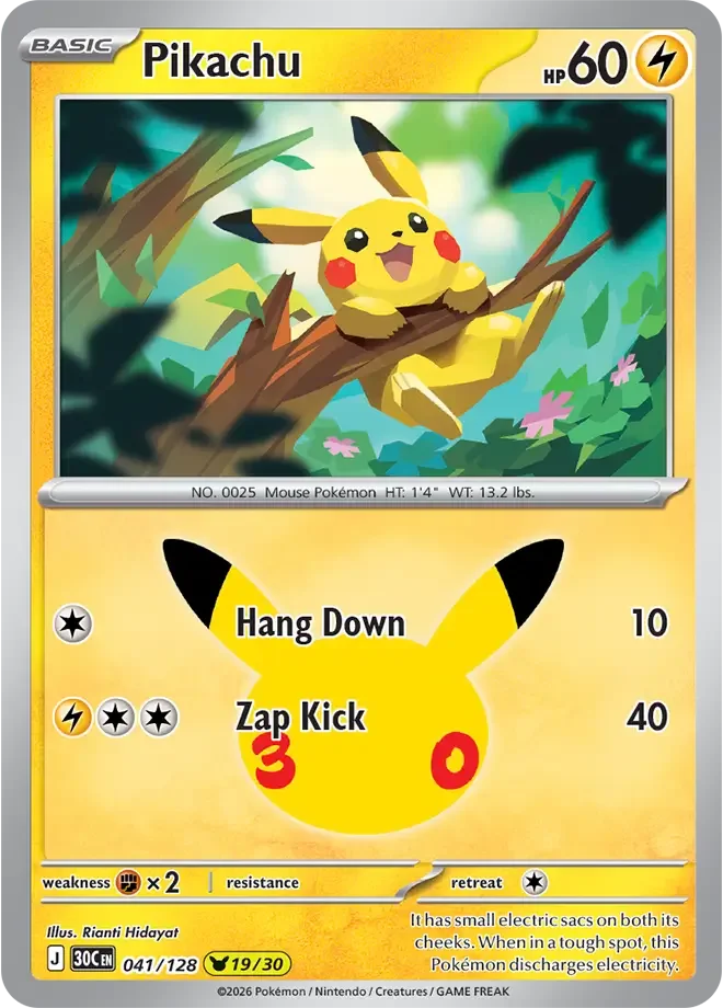Pikachu 041/128 ME: 30th Celebration (Holo)