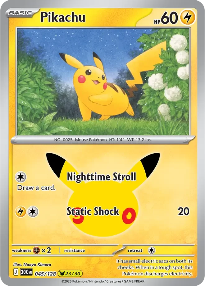 Pikachu 045/128 ME: 30th Celebration (Holo)