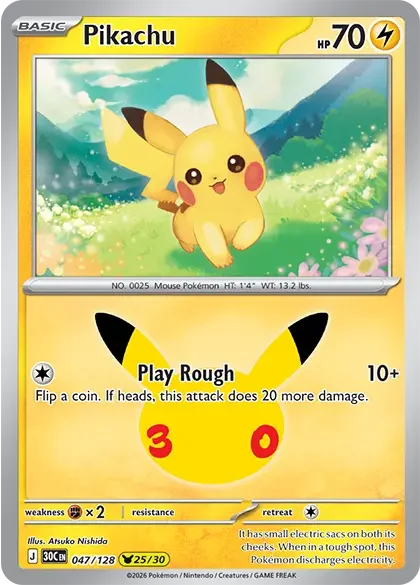 Pikachu 047/128 ME: 30th Celebration (Holo)