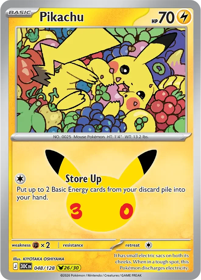 Pikachu 048/128 ME: 30th Celebration (Holo)