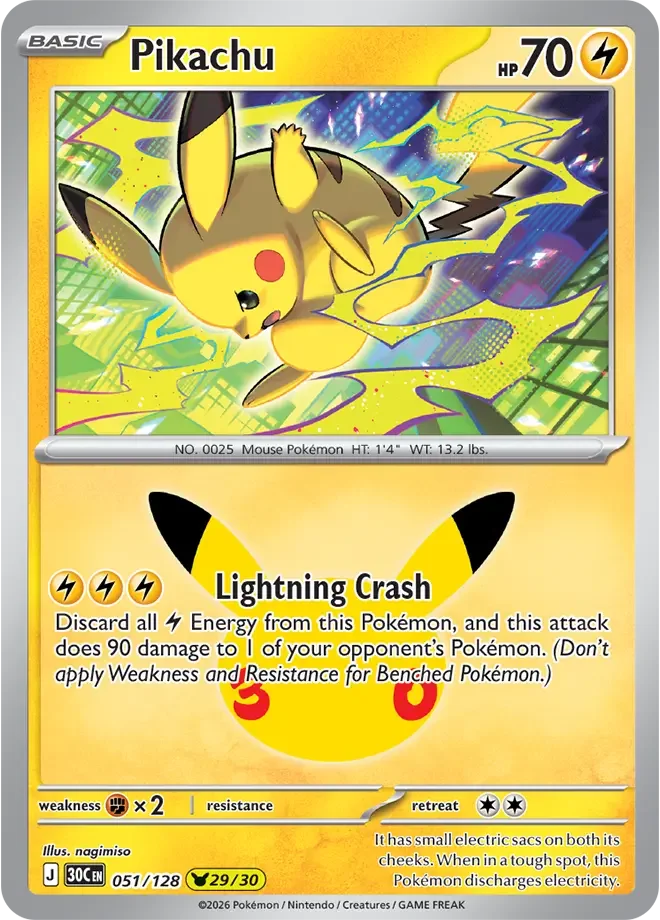 Pikachu 051/128 ME: 30th Celebration (Holo)