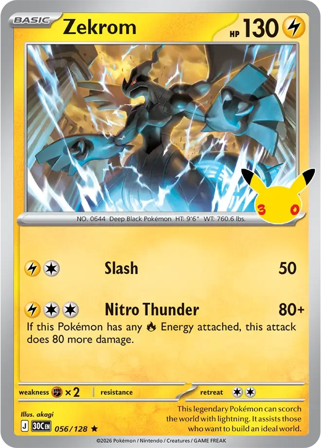 Zekrom 056/128 ME: 30th Celebration (Holo)