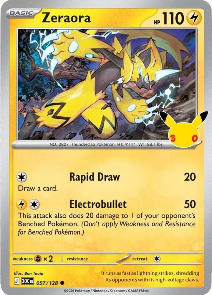 Zeraora 057/128 ME: 30th Celebration (Holo)