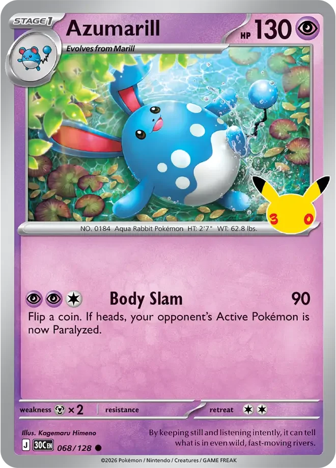 Azumarill 068/128 ME: 30th Celebration (Holo)