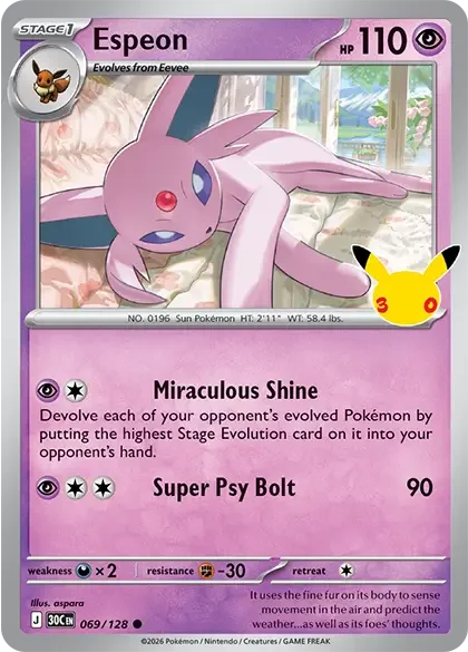 Espeon 069/128 ME: 30th Celebration (Holo)