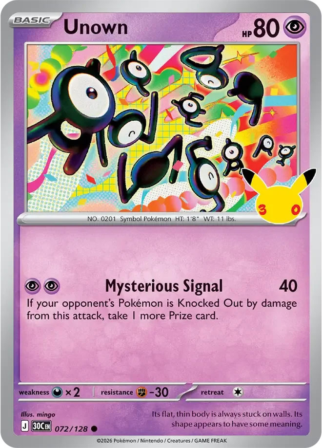 Unown 072/128 ME: 30th Celebration (Holo)