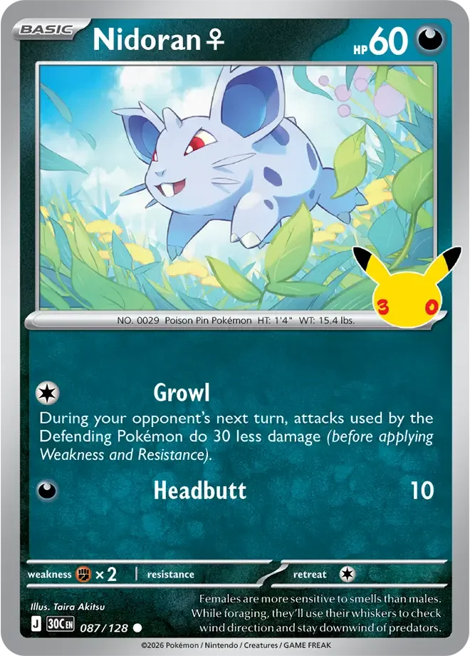 Nidoran ♀ 087/128 ME: 30th Celebration (Holo)