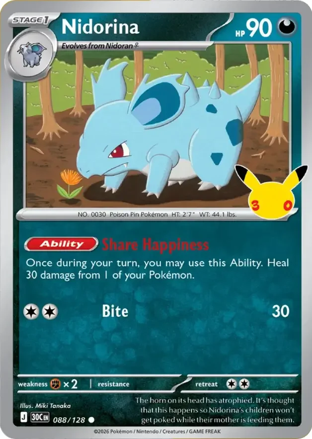 Nidorina 088/128 ME: 30th Celebration (Holo)