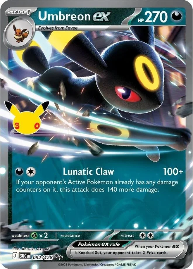 Umbreon ex 092/128 ME: 30th Celebration (Holo)