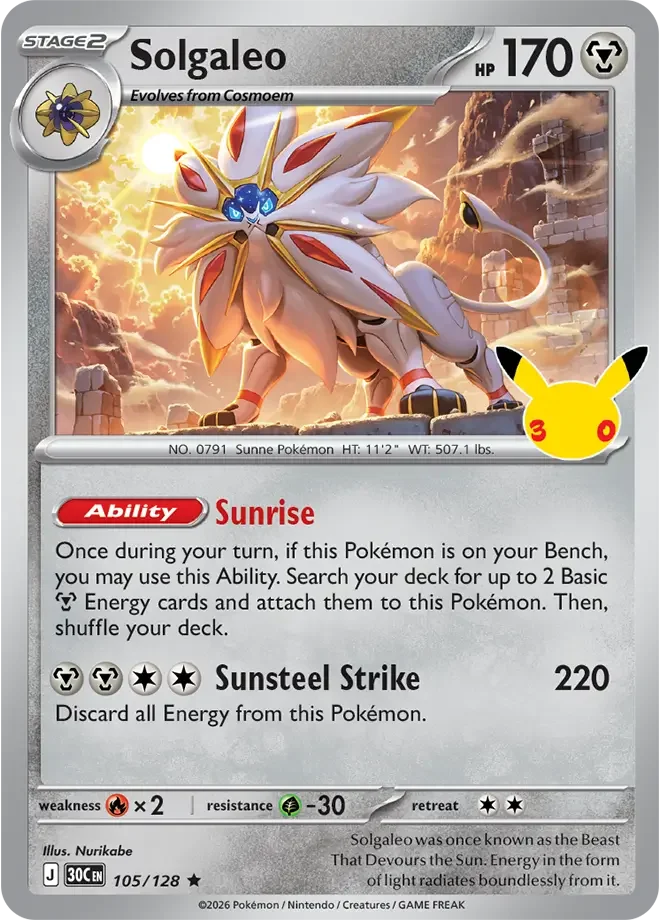 Solgaleo 105/128 ME: 30th Celebration (Holo)