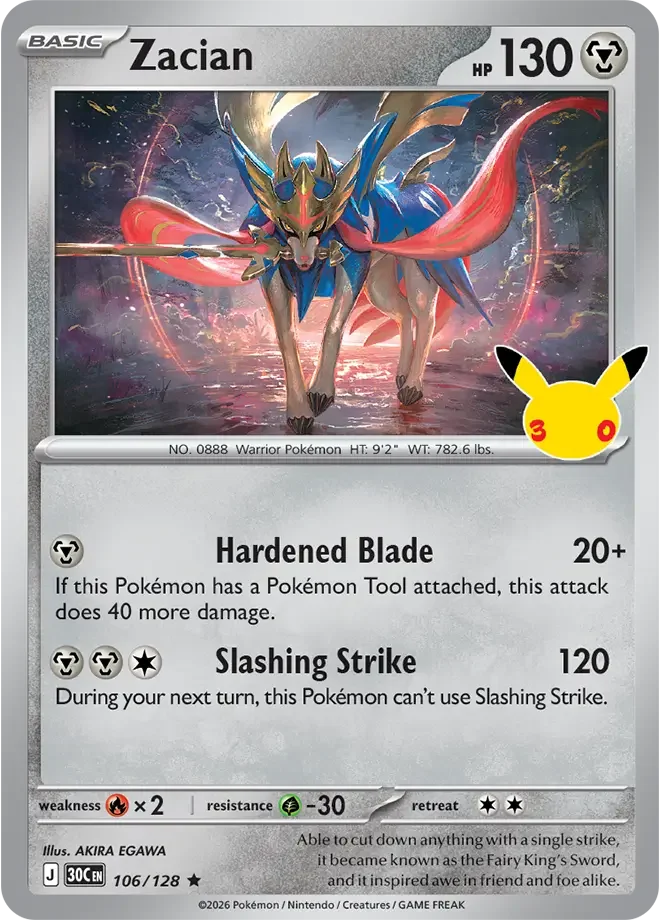 Zacian 106/128 ME: 30th Celebration (Holo)