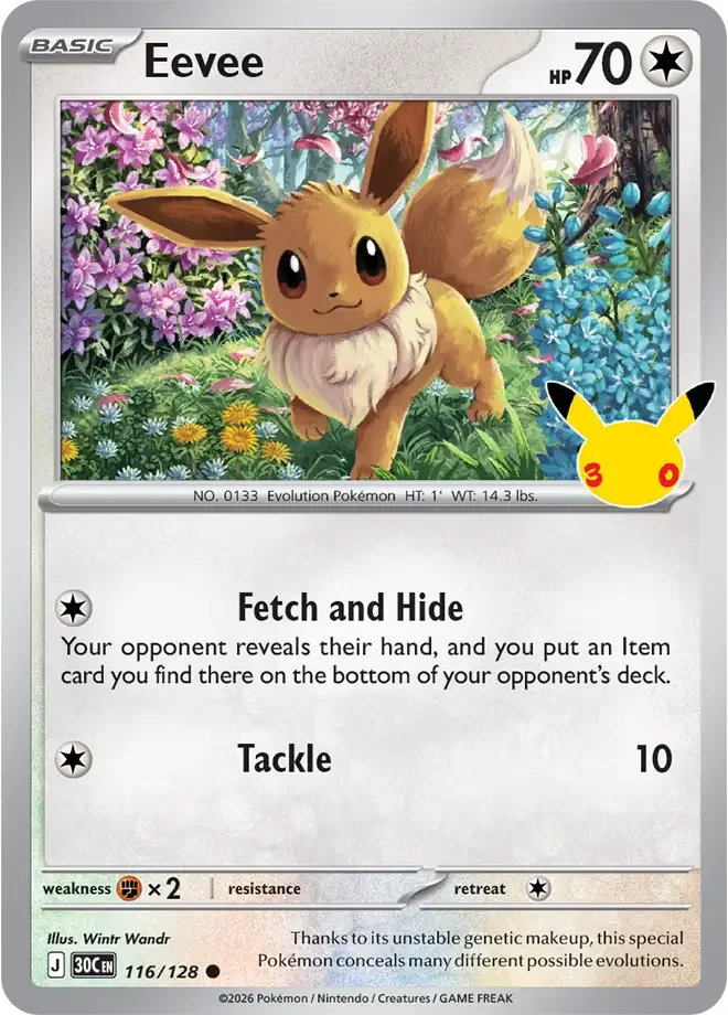 Eevee 116/128 ME: 30th Celebration (Holo)