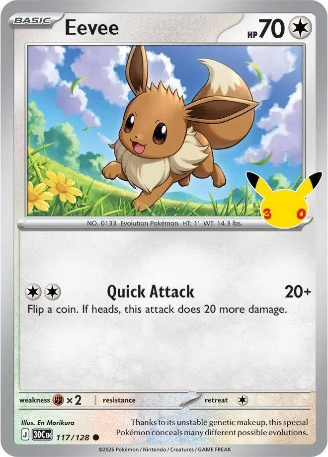 Eevee 117/128 ME: 30th Celebration (Holo)