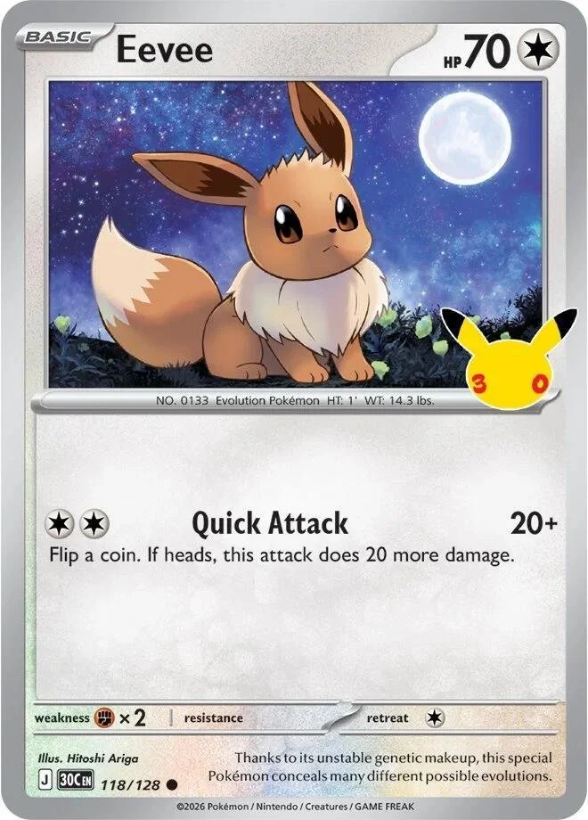 Eevee 118/128 ME: 30th Celebration (Holo)