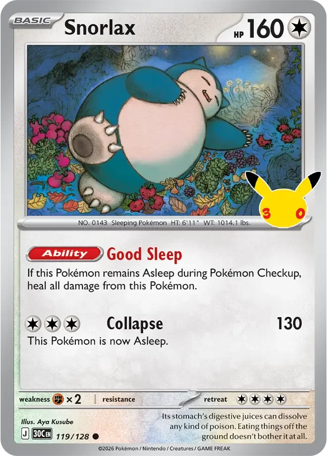 Snorlax 119/128 ME: 30th Celebration (Holo)