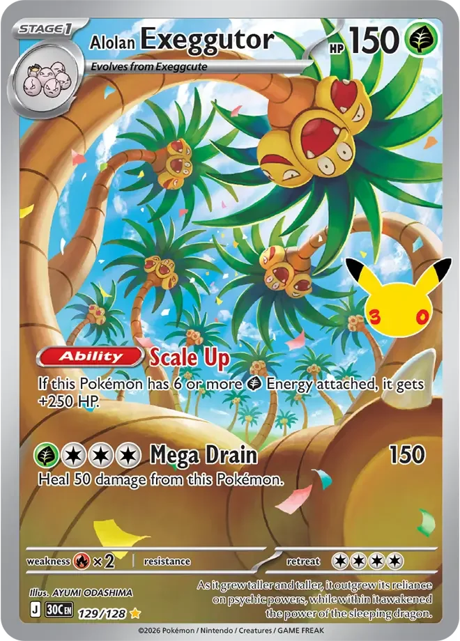 Alolan Exeggutor 129/128 30th Celebration (Holo)