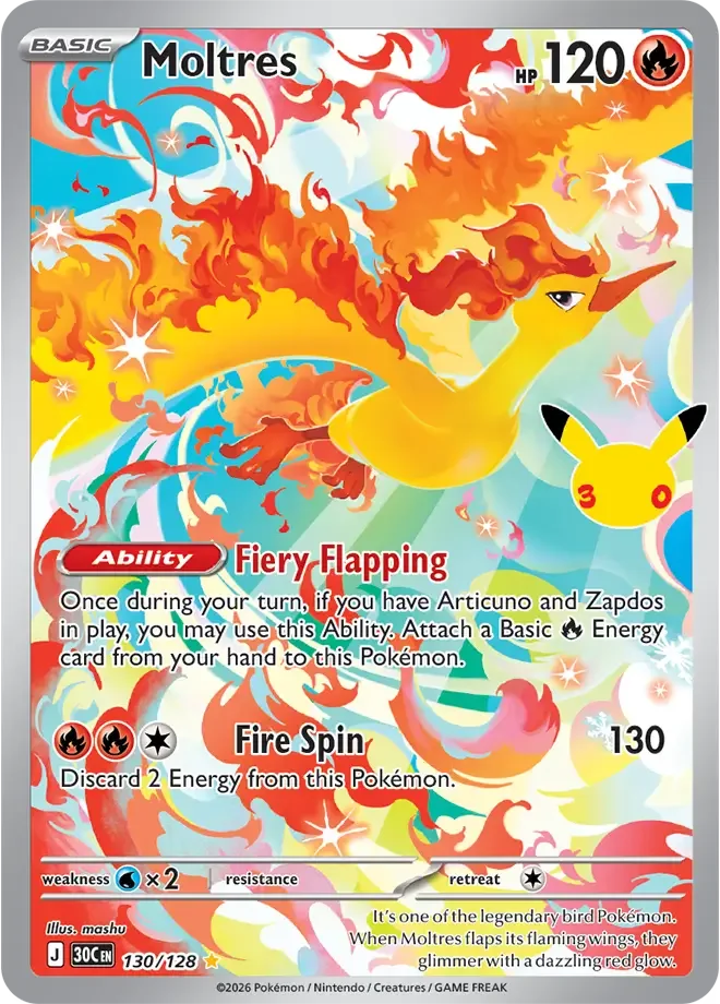 Moltres 130/128 30th Celebration (Holo)