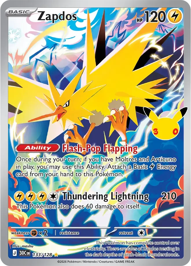 Zapdos 133/128 30th Celebration (Holo)