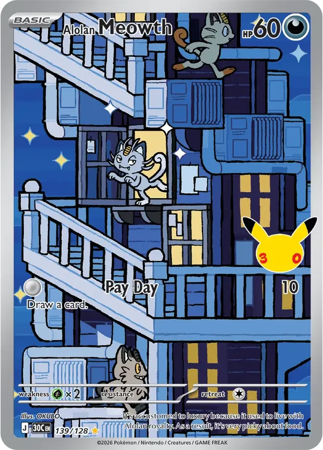 Alolan Meowth 139/128 ME: 30th Celebration (Holo)