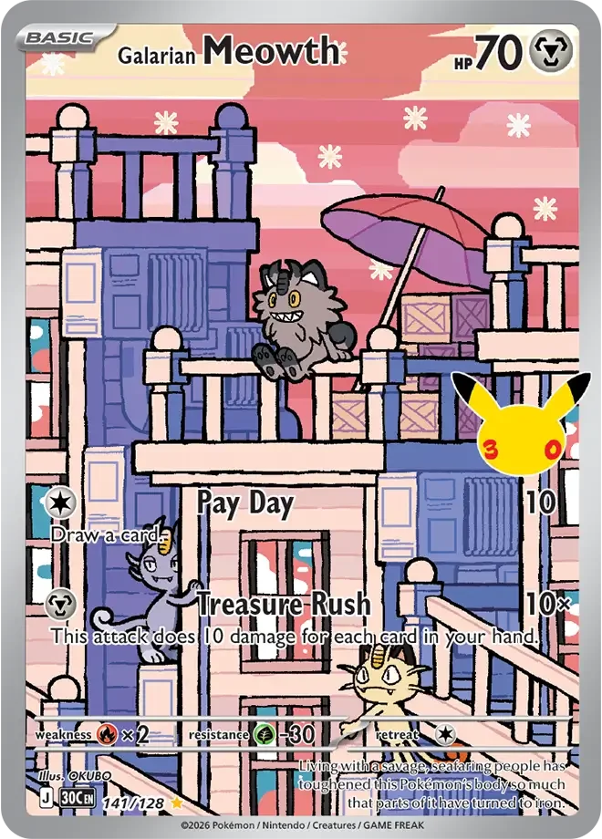 Galarian Meowth 141/128 30th Celebration (Holo)