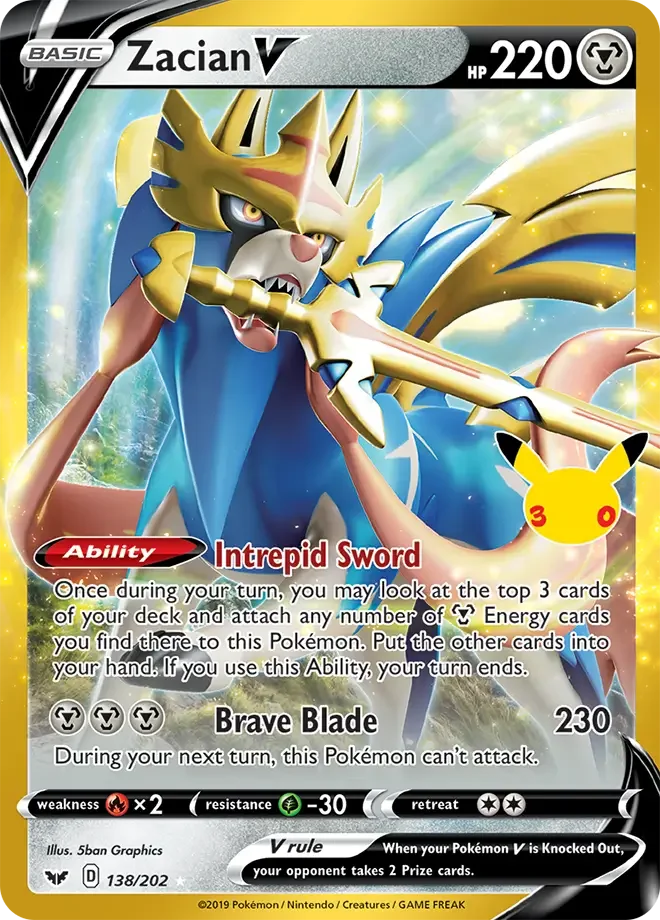 Zacian V 138/202 ME: 30th Celebration Classic Collection (Classic holo)