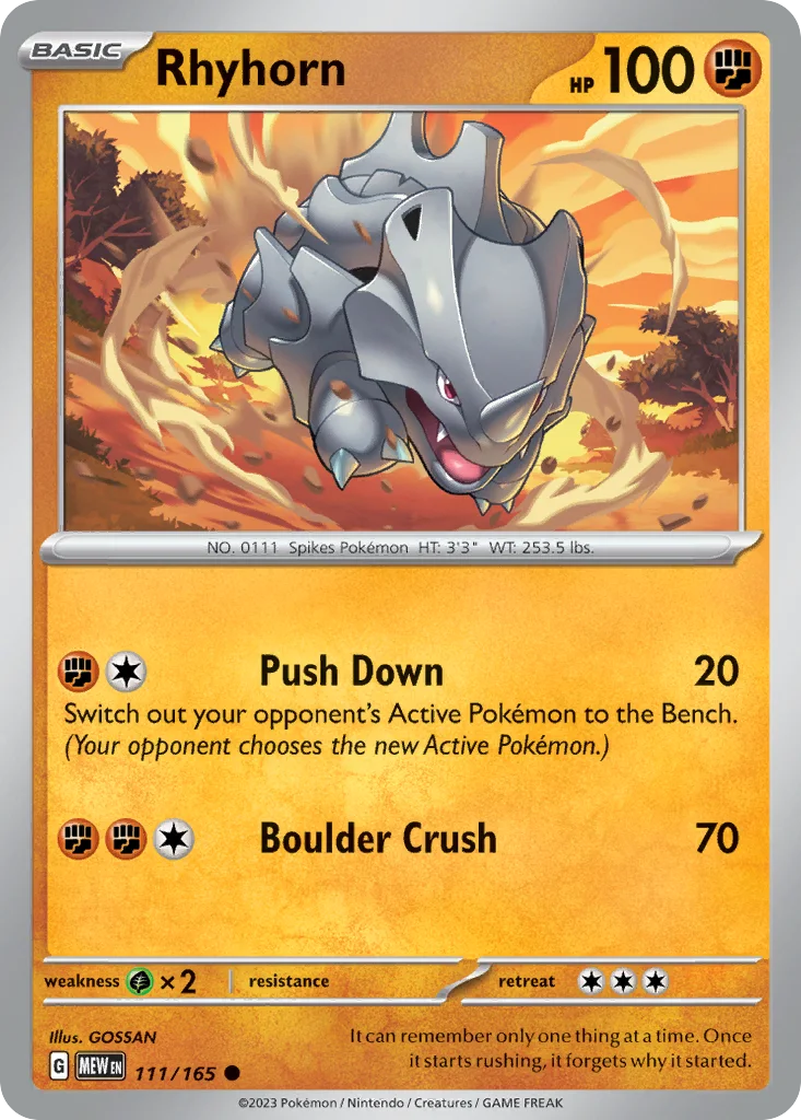 Rhyhorn 111/165 SV: Scarlet & Violet 151 (Normal)