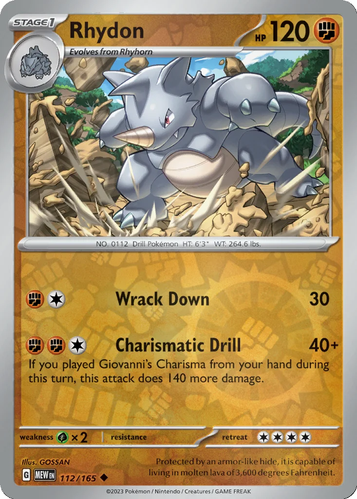 Rhydon 112/165 151 (Reverse holo)