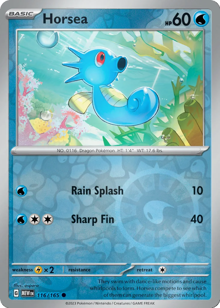 Horsea 116/165 151 (Reverse holo)