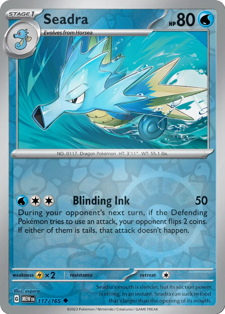 Seadra 117/165 151 (Reverse holo)