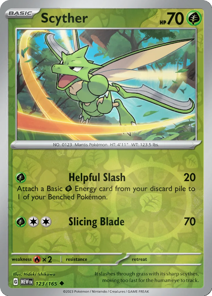 Scyther 123/165 151 (Reverse holo)