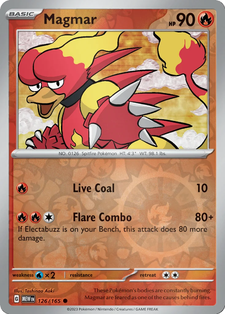 Magmar 126/165 151 (Reverse holo)