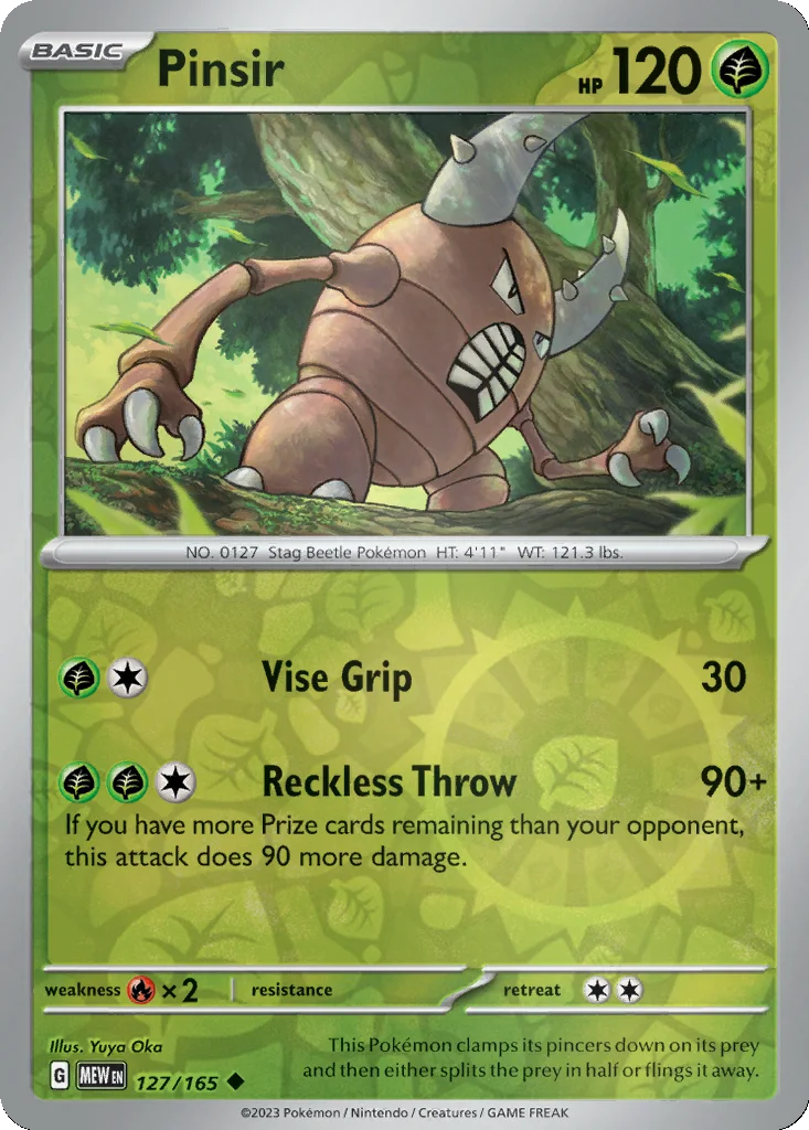 Pinsir 127/165 151 (Reverse holo)